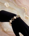 Black and white four leaf clover adjustable bracelet