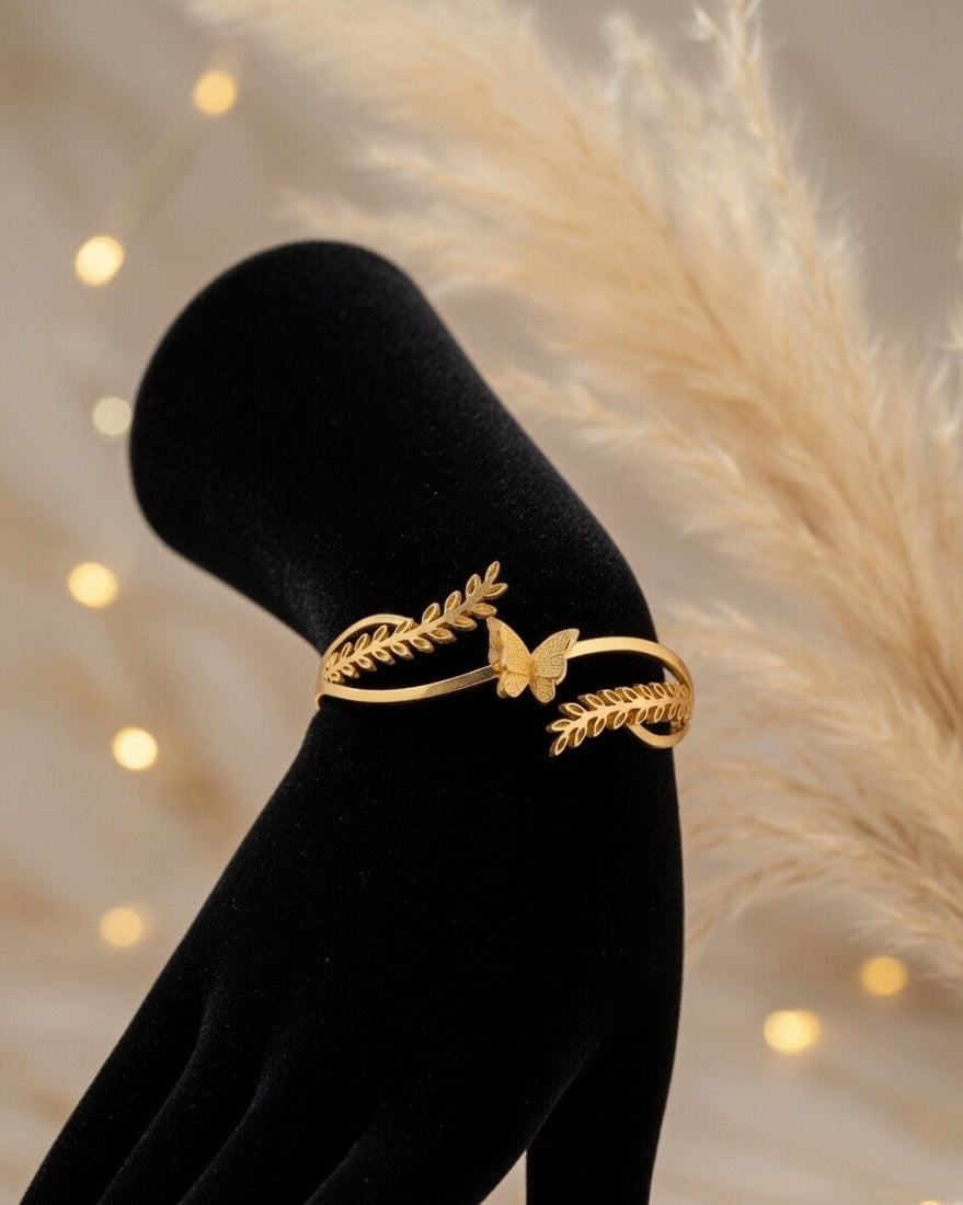 Butterfly and olive branch adjustable bracelet