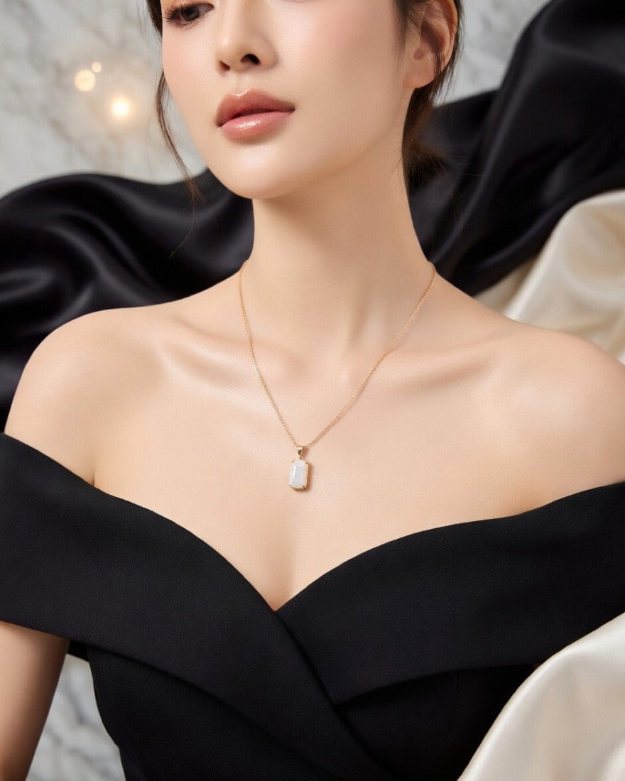 2-in-1 Reversible Rectangle Pendant Gold-Plated Necklace