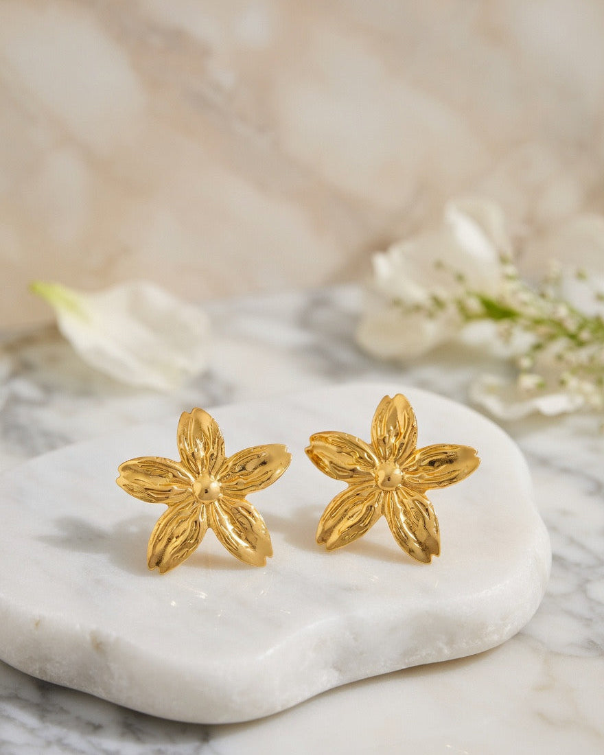 Golden Blossom Statement Earrings