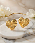 Golden Heart Stud Earrings