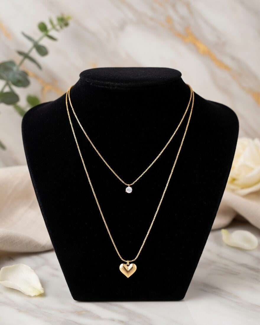 Elegant Layered  Heart Necklace