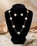 Elegant Clover Motif  Station Necklace