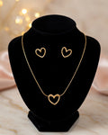 Romantic Gold Plated Heart Necklace & Earring Set