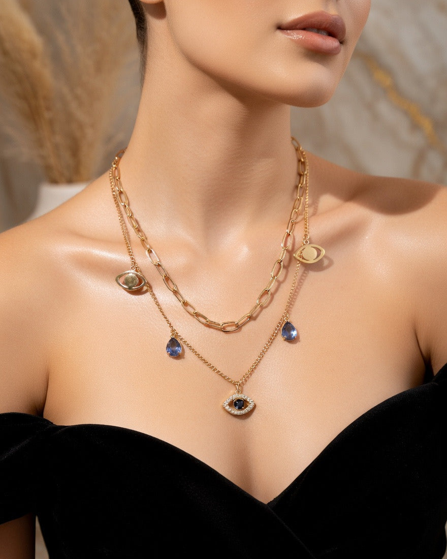Trendy Evil Eye Layered Necklace